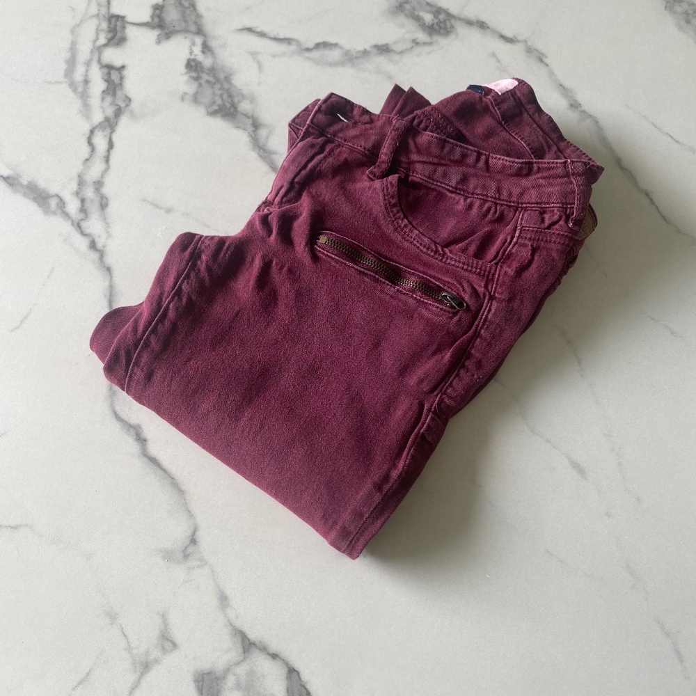 Garage Burgundy Tapered Leg with Zippered pockets
